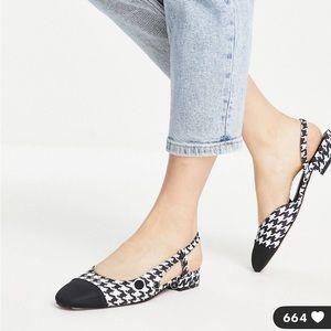 Asos Houndstooth Check Slingback Flat Shoes
